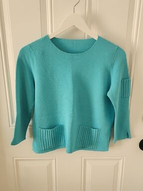 Turquoise Pocket Knit Sweater - Women